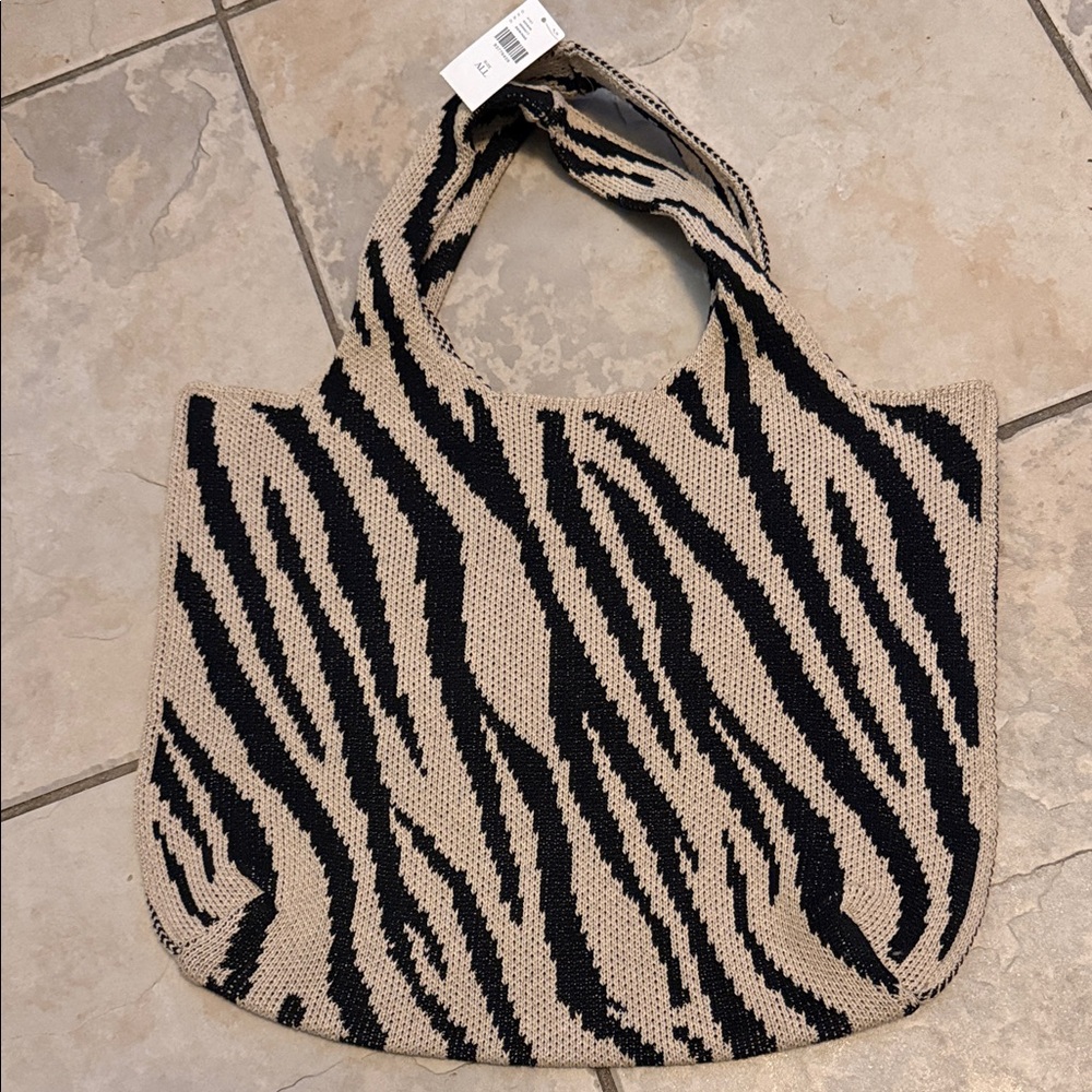 Anthropologie Stylish Zebra Print Tote Bag NWT